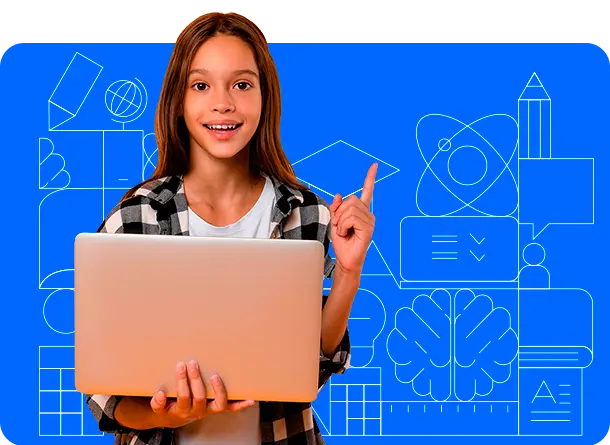 Niña con ordenador portátil